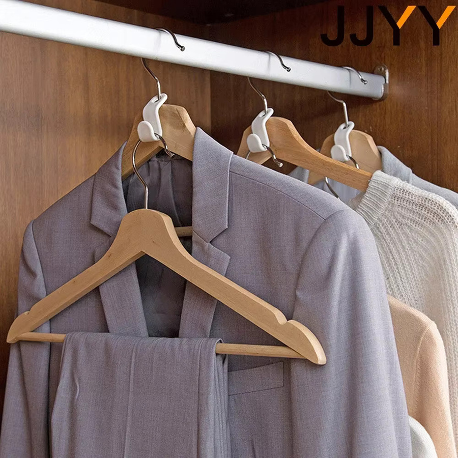 Jjyy Kleiderbügel Aufsatz Haken Set aus Kunststoff, 6 Stück, Weiß, platzsparende Aufhängung für Kleiderschränke - Bild 3