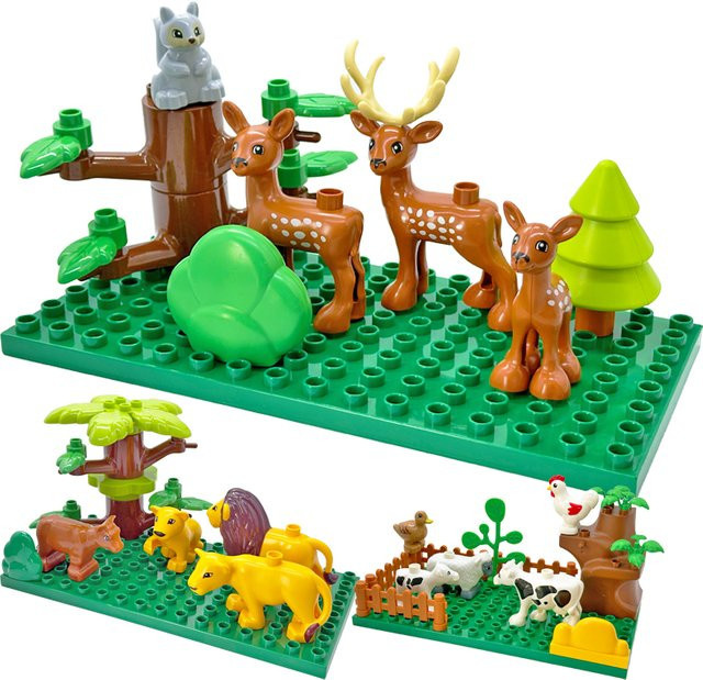 KAZHAN Tier-Miniaturszenen-Set, Pädagogische Große Bausteine, Lern- und Kreativspielzeug - Bild 1