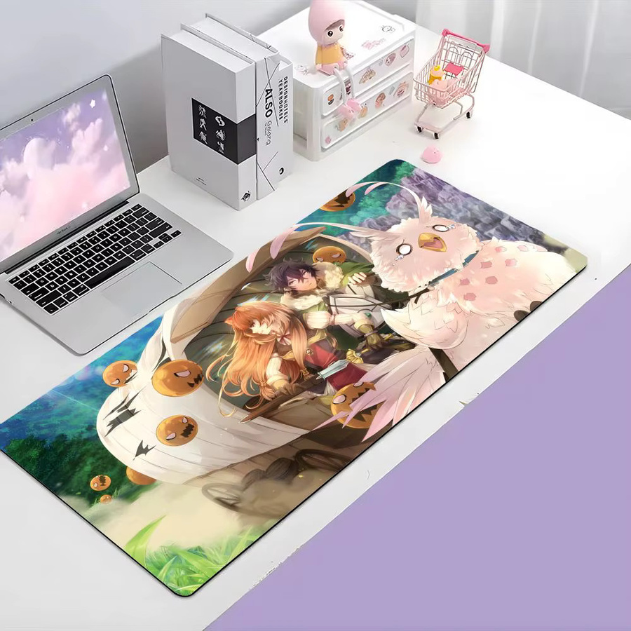 Heroic The Rising of the Shield Hero-s Gaming-Mauspad, große rutschfeste Schreibtischunterlage mit genähtem Rand, Schwarz/Mehrfarbig - Bild 2