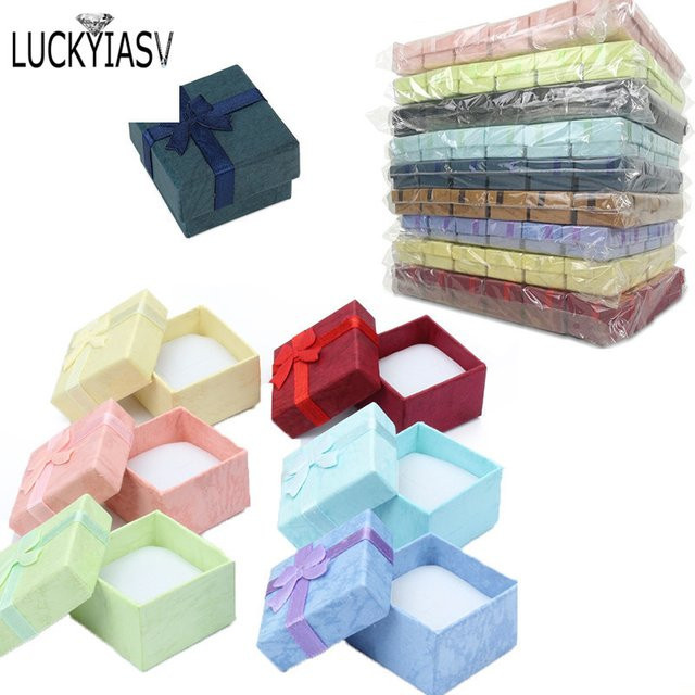 luckyiasv Schmuck Geschenkboxen aus Papier für Ringe und Ohrringe, 24er Set, Mehrfarbig - Bild 1