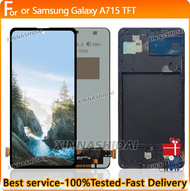 Samsung LCD-Display mit Rahmen als Ersatzbildschirm für Galaxy A715 A715F in Schwarz - Bild 1
