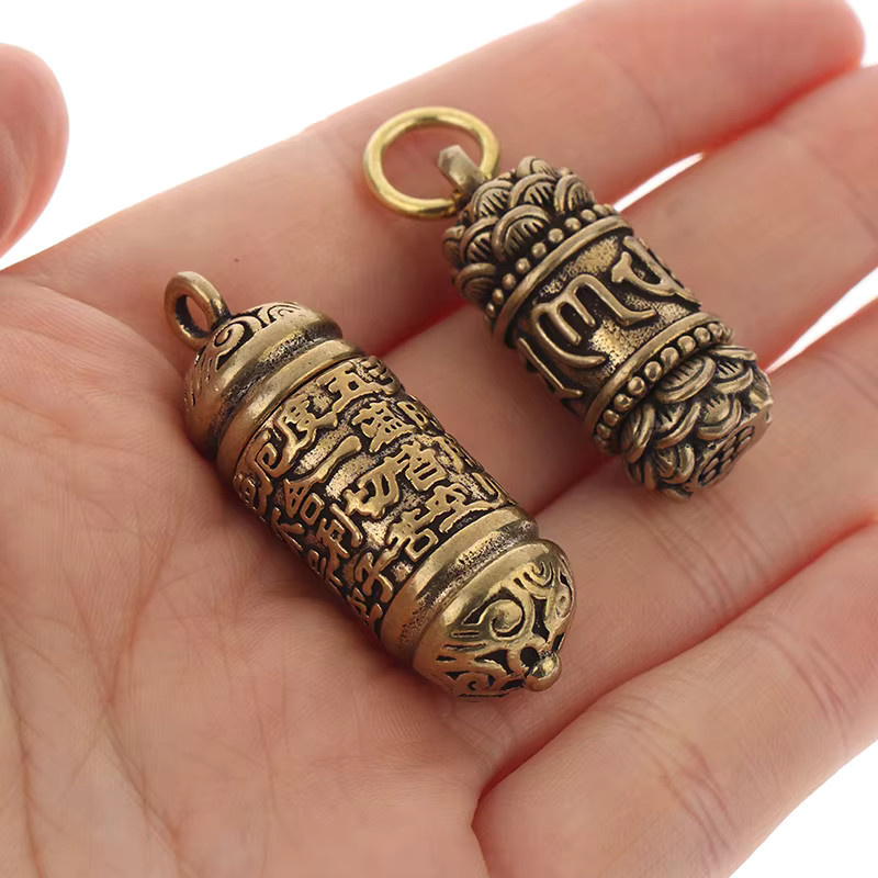 Anhänger Buddha Flasche, Messing, Gold, Vintage, Unisex - Bild 2