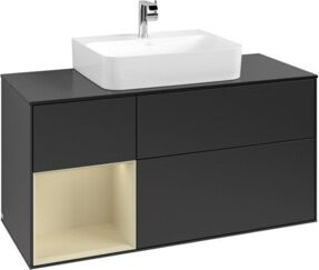 V&B Finion Waschtischunterschrank in Blau mit LED-Beleuchtung und integrierten Schubladen, Breite: 120 cm - Bild 1