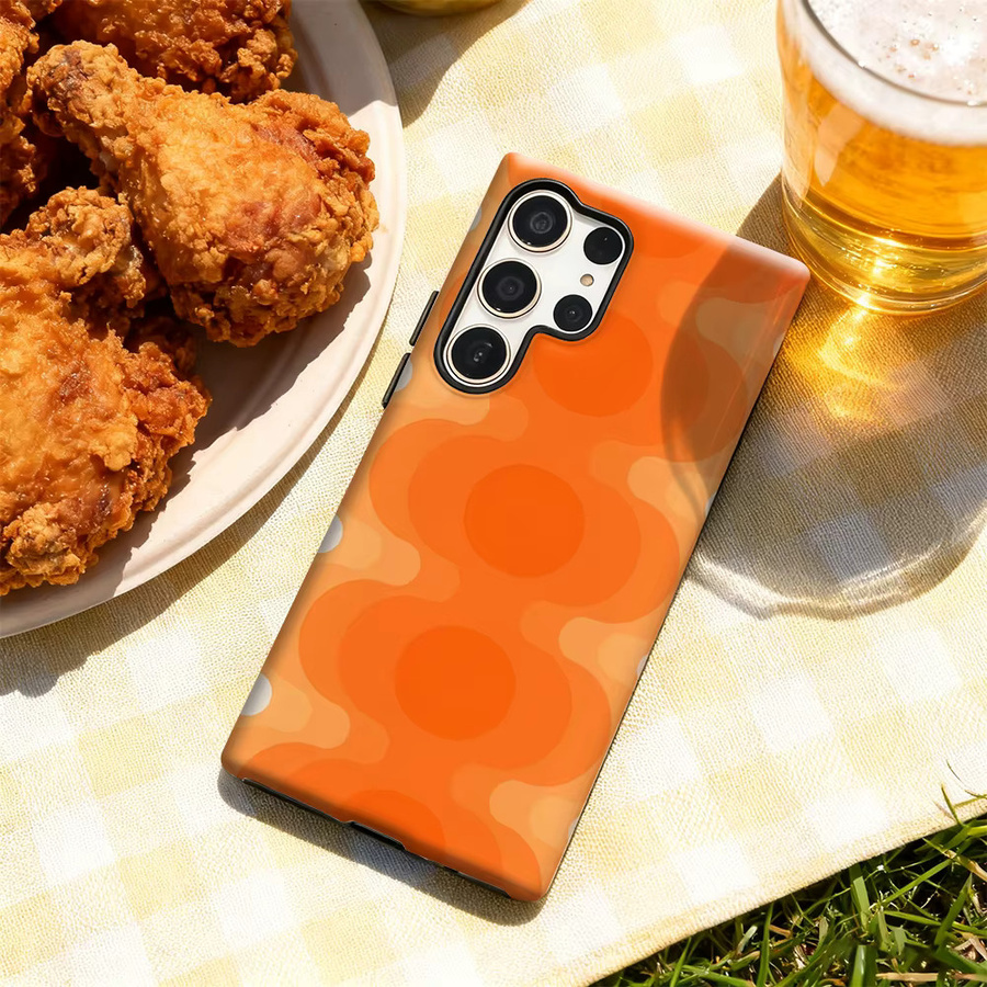 Potdemiel Handyhülle Orange Orbs für Samsung Galaxy S25 Ultra, S24 und S23 Ultra Plus mit glänzender doppellagiger Rückseite - Bild 4