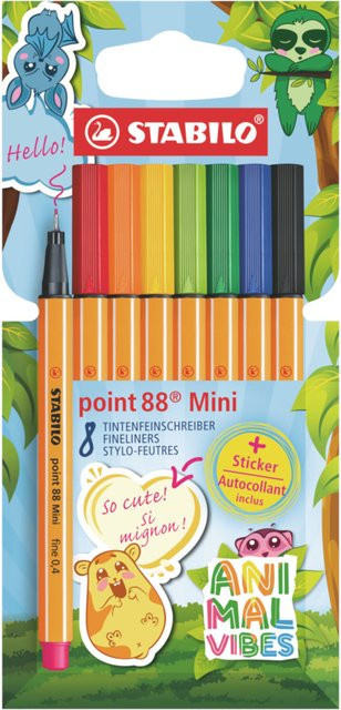 STABILO point 88 Mini Animal Vibes Fineliner Set in Multicolour mit 8 Stück - Bild 1