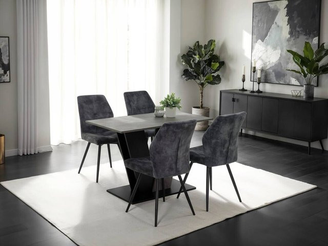 Hela Essgruppe modern in Schwarz und Grau aus Holzwerkstoff und Metall, B/H/T: 110 x 76 x 70 cm - Bild 1