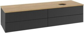 V&B Waschtischunterschrank Antao mit Frontstruktur und Beleuchtung, Eiche honigfarben braun lackiert, B/T: 160 x 50 cm - Bild 1