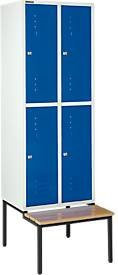 Schäfer Shop Select Kleiderspind mit Sitzbank und 2x2 Abteilen, Zylinderschloss, Farbe: Enzianblau, Breite: 40 cm - Bild 1