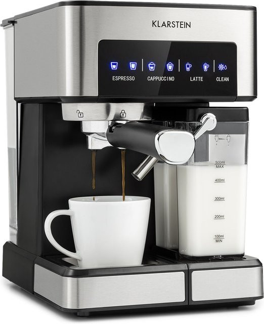 Klarstein Arabica Comfort Siebträgermaschine in Silber mit Touch-Display, 1350W und 20 Bar, 1,8l Wassertank - Bild 1