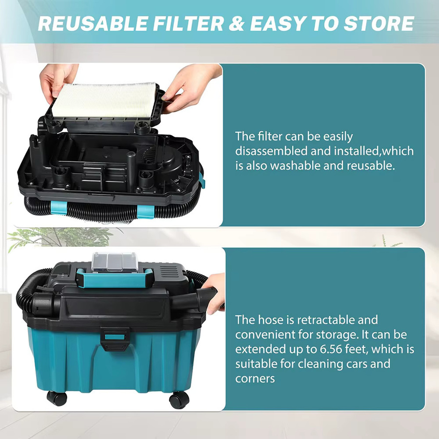Podofo Kabelloser Nass-Trockensauger mit 200W Bürstenlosem Motor, 10L Tank, HEPA-Filter und Gebläsefunktion für Auto, Haus und Werkstatt - Bild 5
