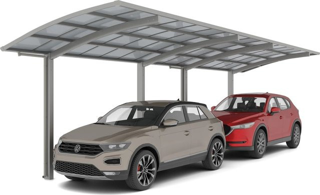 Ximax Doppelcarport Portoforte-60 Tandem in Edelstahl-Look, Farbe: silberfarben, B/T: 270,4 x 982,6 cm - Bild 1