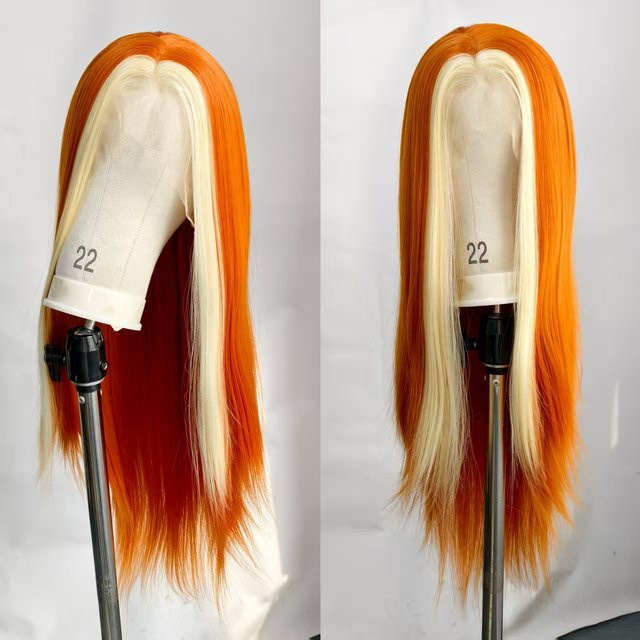 UStyleHair Perücke, Orange mit blonden Highlights, Lace-Front, synthetisch - Bild 1