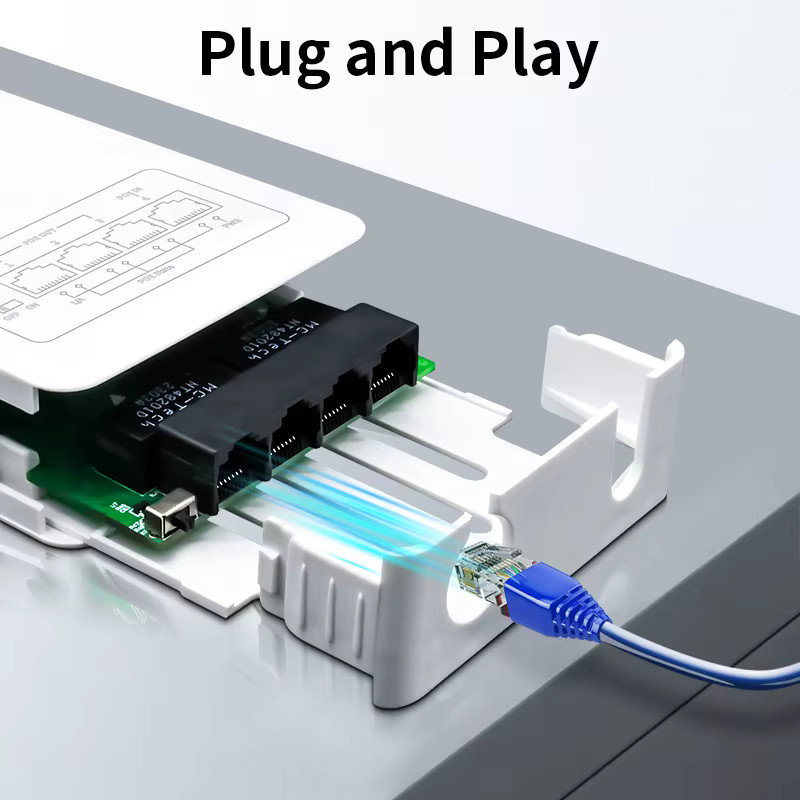 HORACO 4 Port Gigabit PoE Repeater Outdoor Regensicherer Netzwerk PoE Extender mit VLAN 44-57V 30W in Weiß - Bild 3