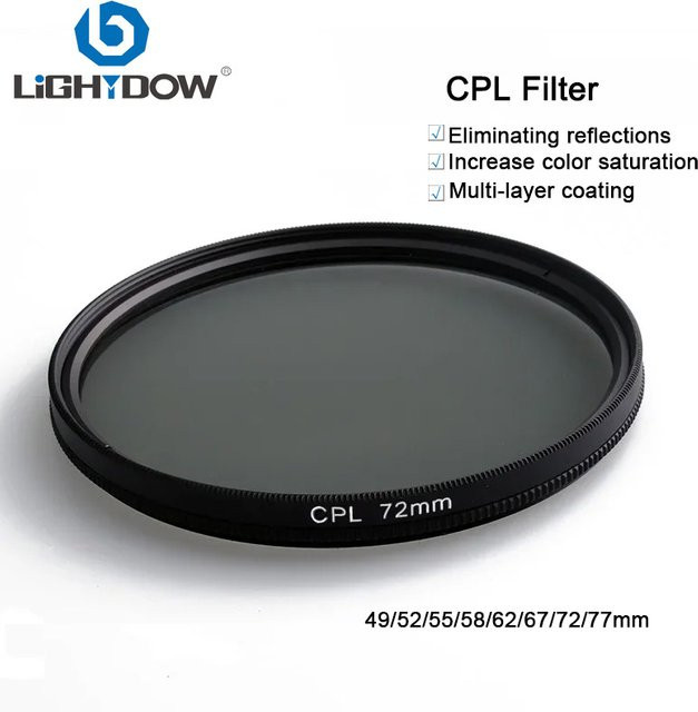 Lightdow Zirkularpolarisierender CPL-Filter in Schwarz für Nikon Canon Sony Fujifilm Olympus Kameraobjektive - Bild 1