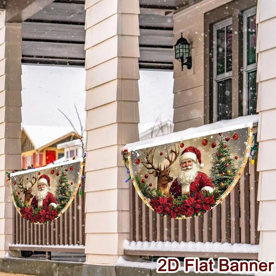 VIKAMA Retro-Weihnachtsfahne in fächerförmiger Form für Außenbereiche und Dekorationen - Bild 5