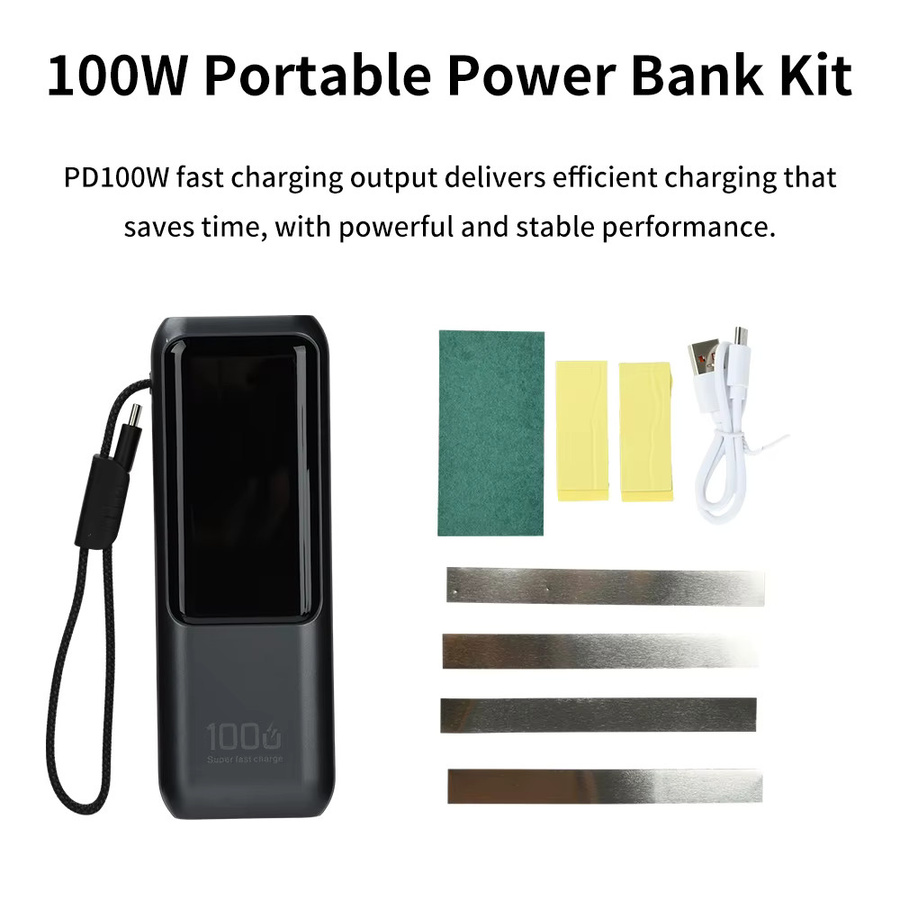 Aideepen PD100W Tragbares Powerbank-Kit zum Selbermachen in Schwarz mit Digitalanzeige und schnellem Aufladen für 21700-Akkus - Bild 2