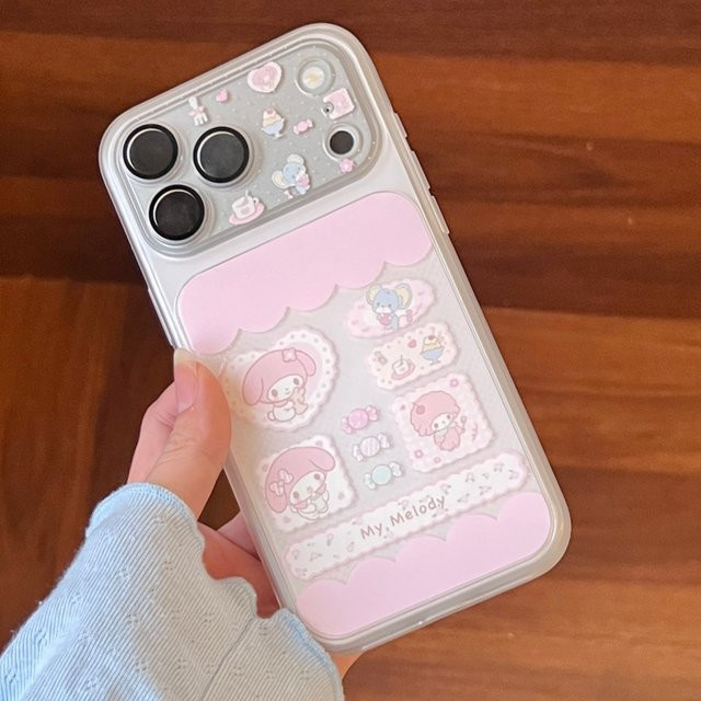 Sanrio Melody 2-in-1 Handyhülle für iPhone 17 16 15 14 Pro Max mit Kameraschutz und stoßfestem Bumper in Pink und Multicolour - Bild 1