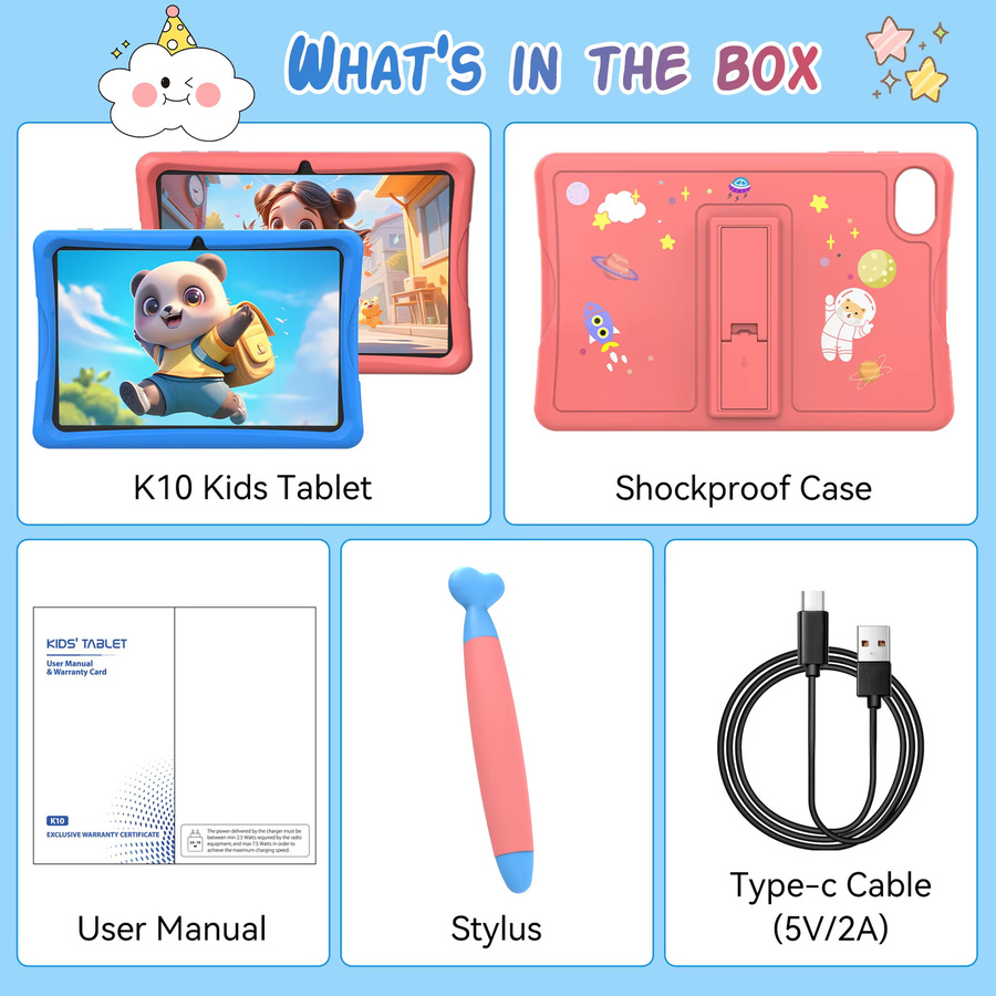 KINGRID K10 Kinder-Tablet mit 10 Zoll Display, Android 15, 4GB RAM, 64GB ROM, 5G WLAN und 5000mAh Akku - Bild 3