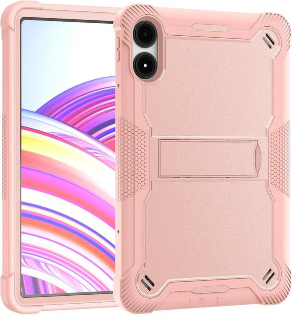Stoßfeste Panzer Hülle für Xiaomi Redmi Pad Pro und POCO Pad 12,1 Zoll mit Ständer und Kickstand in Pink - Bild 1