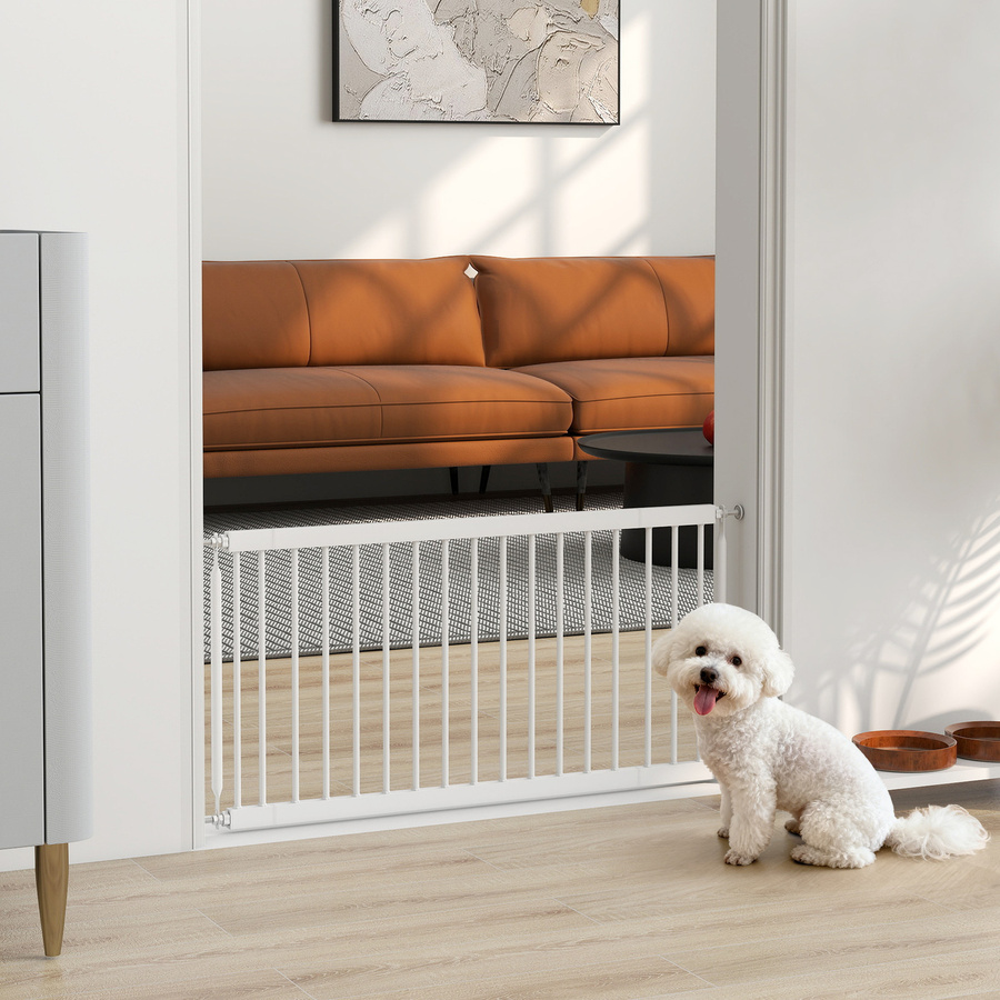 PawHut Sicherheitsgitter für kleine Hunde in Weiß mit 2 Verlängerungen, verstellbare Breite: 67-93,5 cm, Höhe: 45 cm - Bild 2