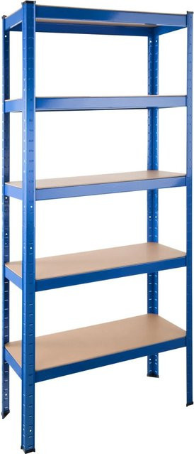tectake Schwerlastregal mit 5 verstellbaren Böden in Blau, B/T/H: 75,5 x 30,5 x 172 cm - Bild 2