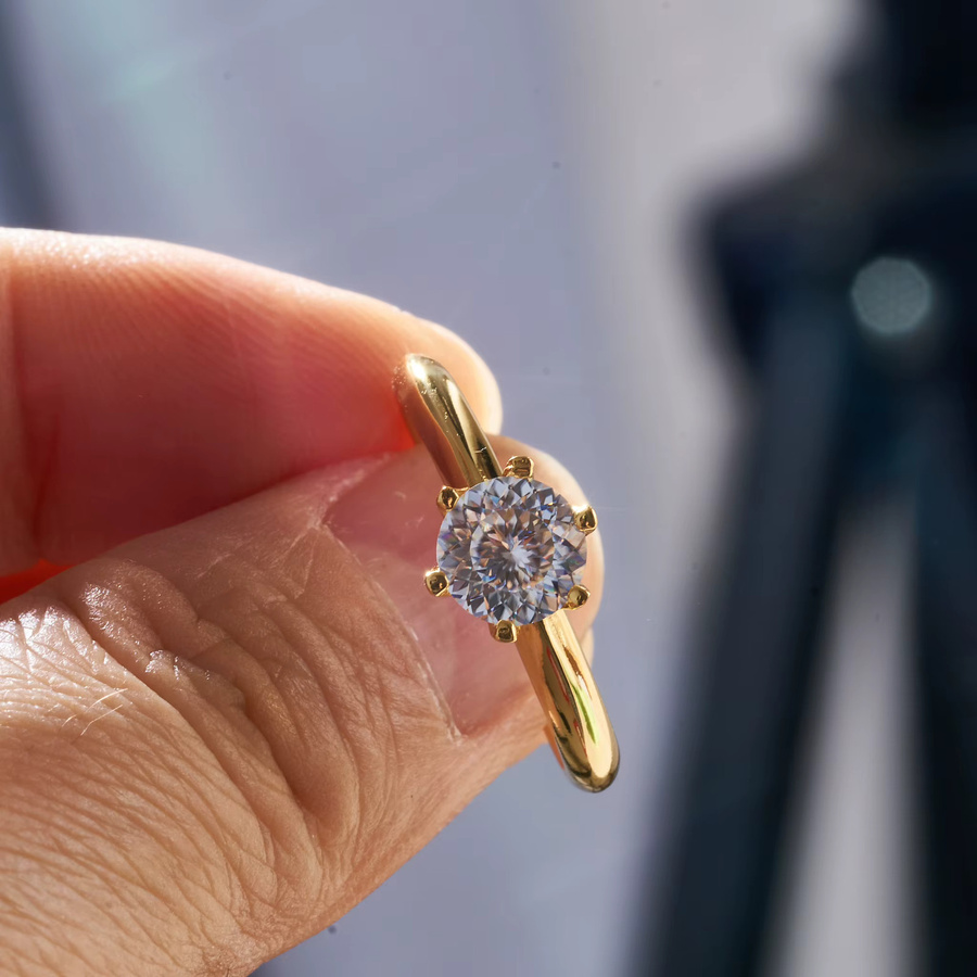 BIJOX STORY Moissanit-Ring, 925 Silber, 18K Gelbgold plattiert, Damen - Bild 3