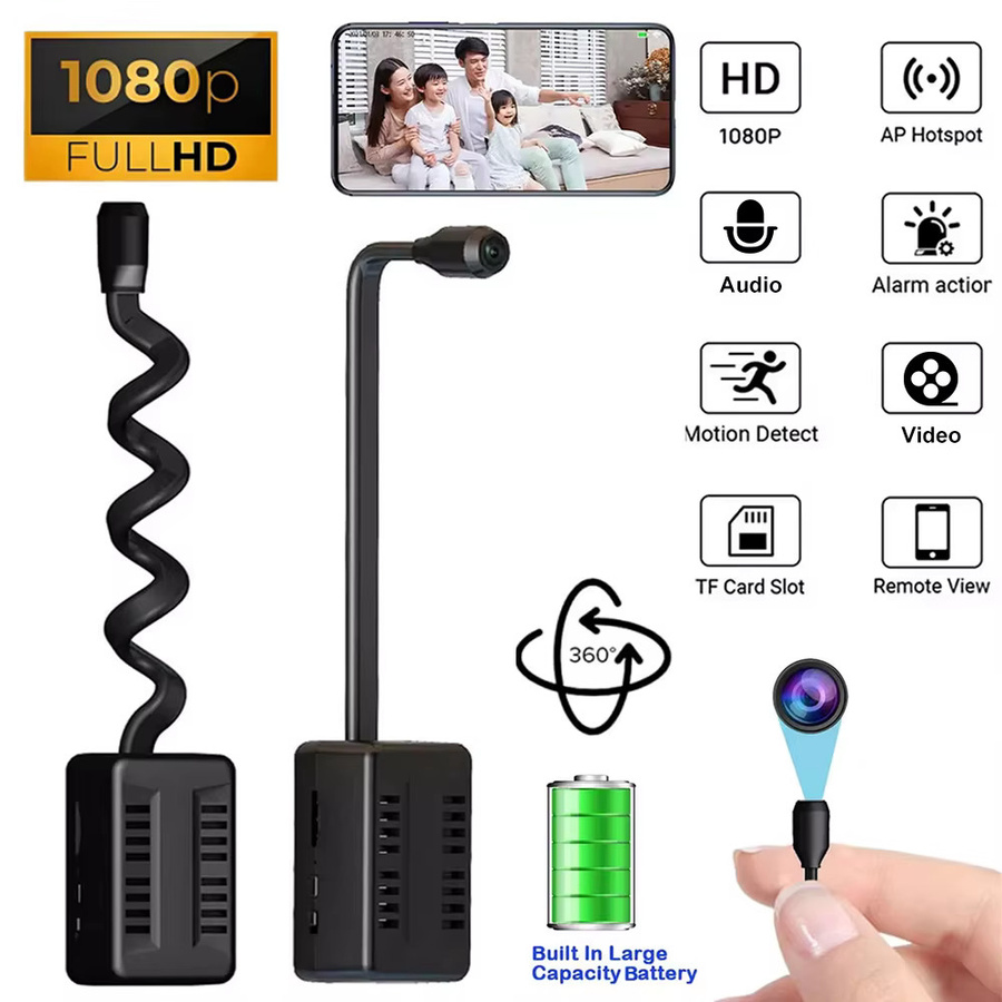 Virwir Mini WiFi Kamera mit HD 1080P Auflösung, Bewegungserkennung und Remote View, Schwarz - Bild 2