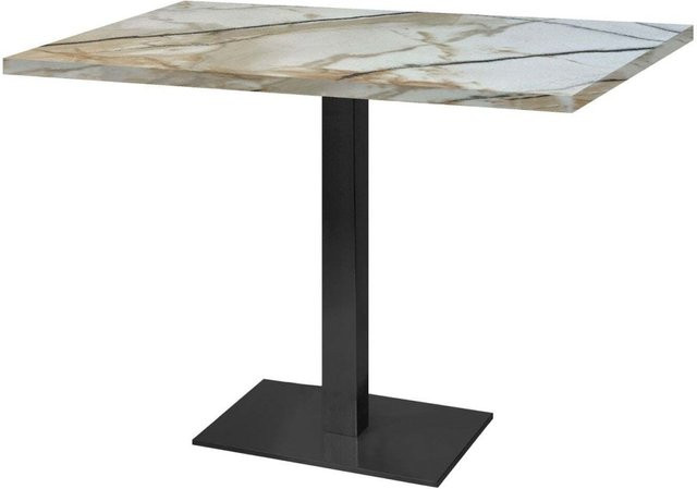 RestooTab Tisch Milan rechteckig in Stein-Optik, wollweiß/grau/marmoriert, B/T/H: 120 x 70 x 75 cm - Bild 1