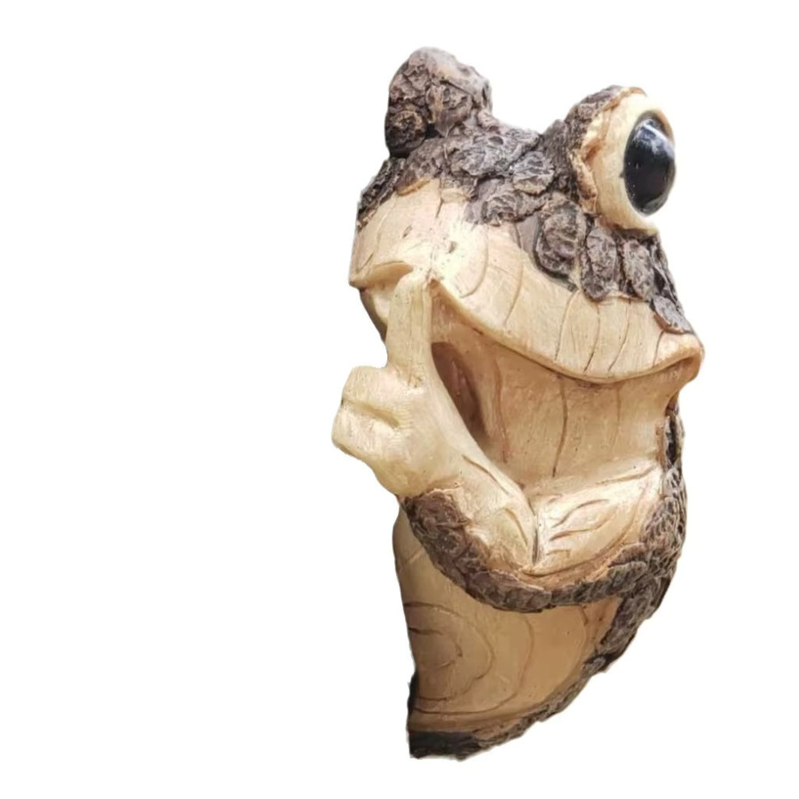 Dekorative Frosch-Figur aus Harz als hängendes Gartenornament in Braun - Bild 4