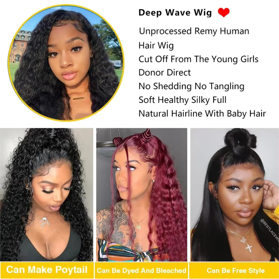 Sterly Deep Wave Echthaarperücke, 46 Zoll, HD transparente Spitze, 220% Dichte, Damen - Bild 5