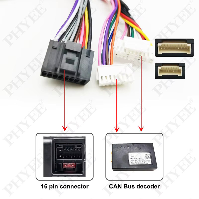 PHYEE CAN-Bus-Decoder-Kabelbaum mit SWC-Retention für 16-Pin Android Radio, passend für Renault Clio 4, Kadjar, Sandero 3 und Dacia Logan 3, 20-Pin und 32-Pin Anschluss - Bild 2
