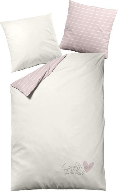 Dormisette Bettwäsche LIEBLINGSPLATZ aus Baumwolle, gestreift, Pink, B/H: 135 x 200 cm mit Kissenbezug 80 x 80 cm und Reißverschluss, Oeko-Tex Standard 100 - Bild 1