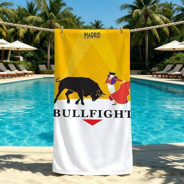 JMG Household Supplies Strandhandtuch Stierkampf Motiv Gelb, B/B: 70 x 140 cm - Bild 1
