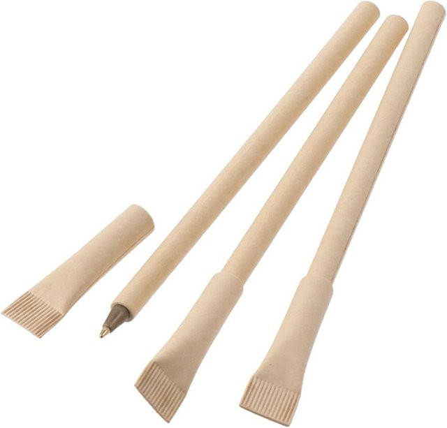 24 Stück umweltfreundliche Kugelschreiber aus Kraftpapier in Beige für deinen Bürobedarf - Bild 1