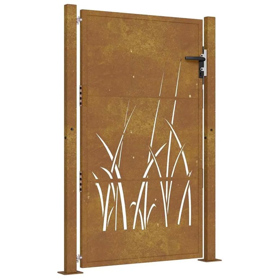vidaXL Gartentor aus Cortenstahl in Braun mit Grasmotiv, B: 110 cm, H: 130 cm - Bild 2