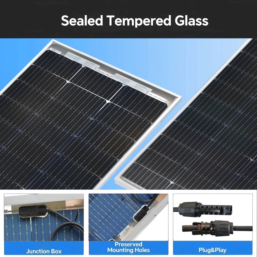 JINGYANGPV Bifacial Solarpanel Transparent Monokristalline Solarzelle 12V/24V für Heim, Dach, Wohnmobil und Boot mit 120W oder 240W Leistung - Bild 3