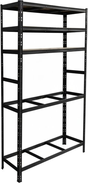 Relaxdays Reifenregal aus Stahl in Schwarz für 12 Reifen mit 3 höhenverstellbaren MDF-Ablagen, H: 210 cm, B: 120 cm, T: 40 cm - Bild 1