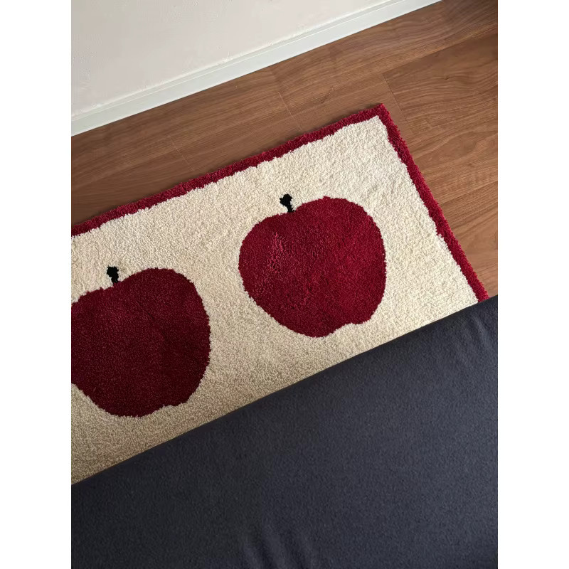 VIKAMA Apfel-Teppich rot gestreift, weicher und flauschiger Teppich für Wohnzimmer, Schlafzimmer und Flur, B/T: 120 x 120 cm - Bild 3