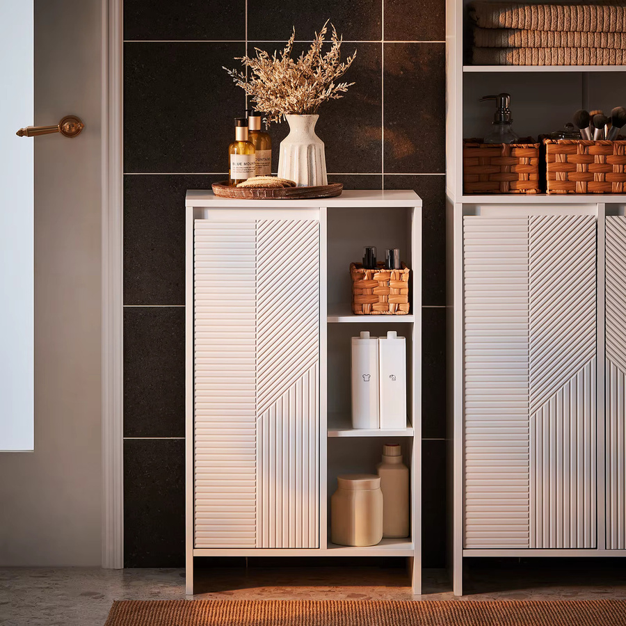 SoBuy BZR156-W Badschrank Weiß mit Kippsystem und Wäschesack für kleine Badezimmer - Bild 2