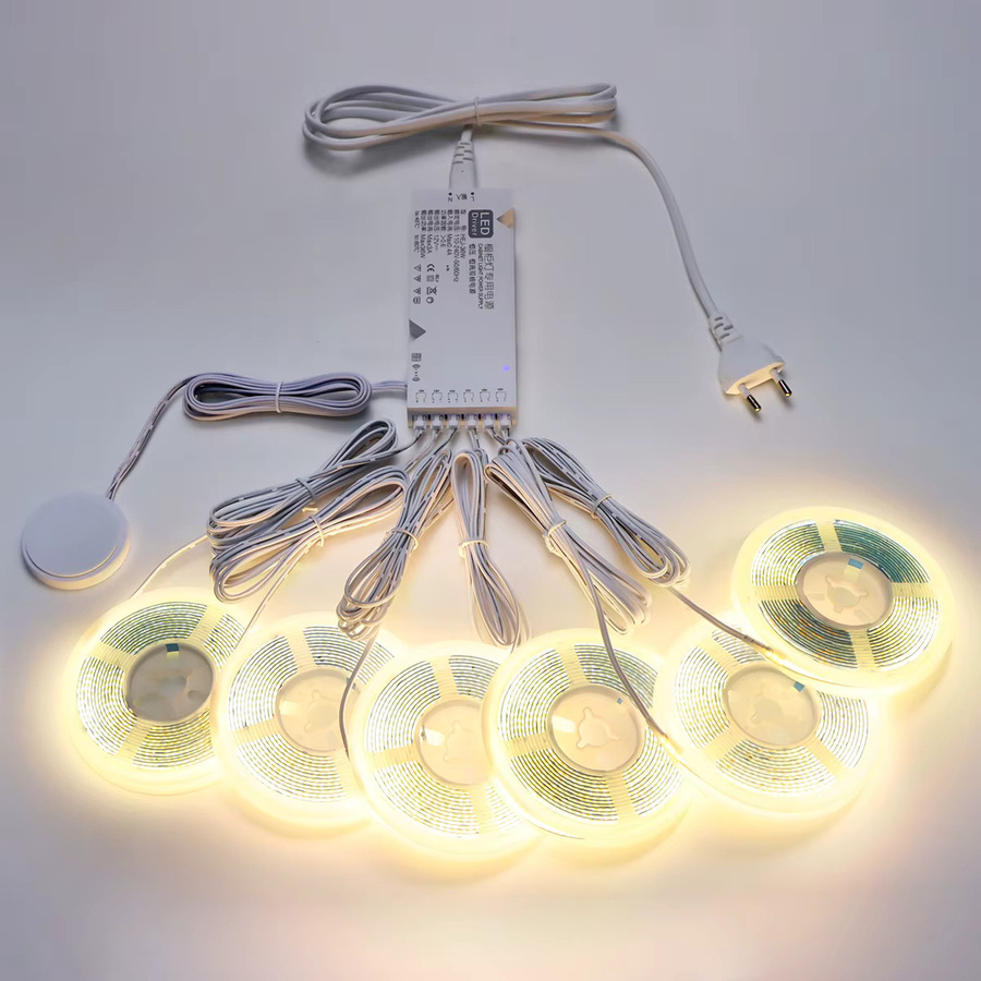 Rybakov Smart Touch COB LED Streifen Set mit Netzteil für Küche und Vitrine, Weiß, 220V zu 12V DC - Bild 3