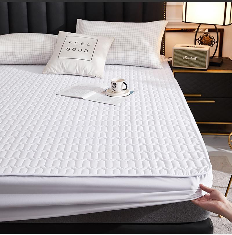 Yiran Furniture Wasserdichter Matratzenbezug mit Kissenbezügen in Rosa, Set aus elastischem Bettlaken und Schutzbezug für Latexmatratzen, B/T/H: 150 x 200 cm oder 160 x 200 cm, Kissenbezug: 48 x 74 cm - Bild 3