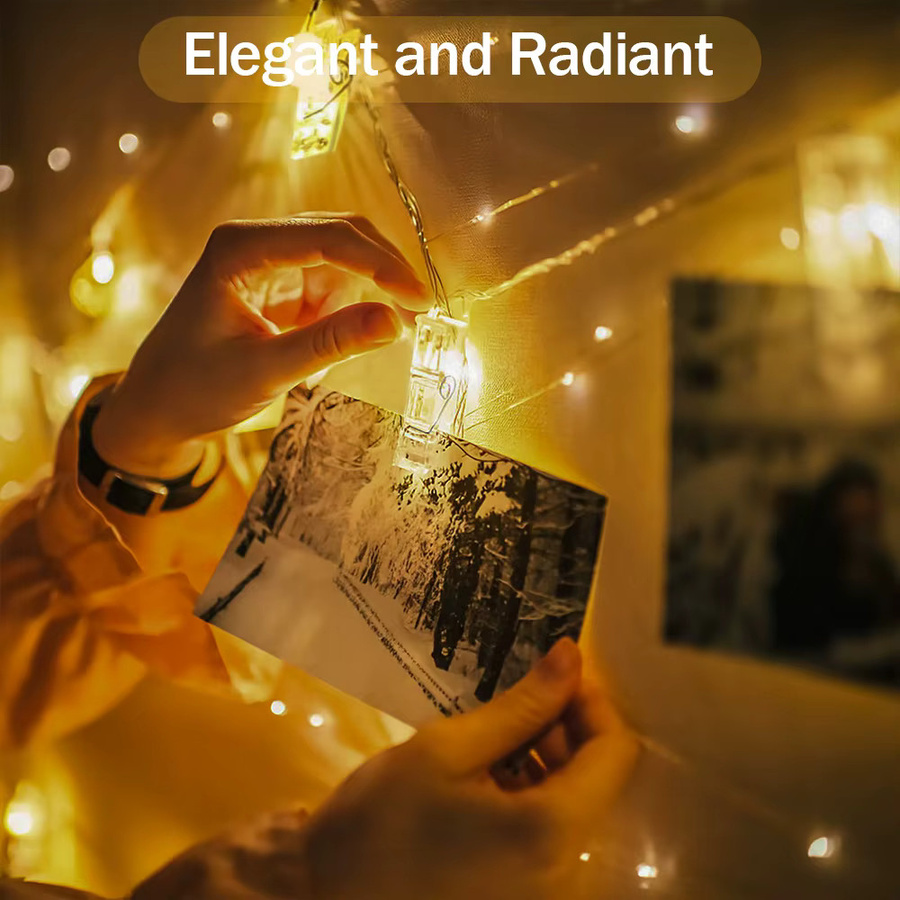Majisu LED Lichterkette mit Foto-Clips, batteriebetrieben, warmweiß, zur Dekoration von Bildern und für Partys oder Festivals - Bild 3