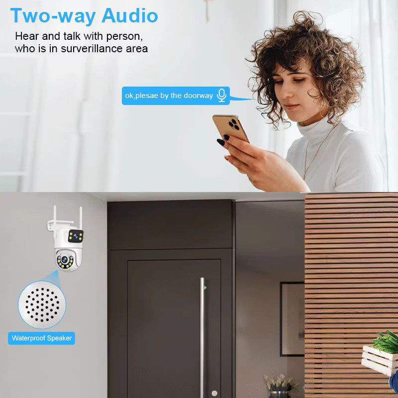 Smar 6MP Dual-Objektiv IP-Kamera Set mit 8CH NVR, Drahtloses WLAN CCTV-System, PTZ Outdoor Sicherheitskamera mit Zwei-Wege-Audio, Farbe: Weiß - Bild 3