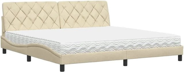 vidaXL Bett mit Matratze in Creme und Beige aus Stoff und Schaumstoff B/T/H: 200 x 200 x 205 cm - Bild 1