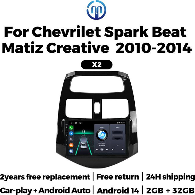 MEKEDE Android Auto-Multimedia-Navigationssystem für Chevrolet Spark Beat Matiz Creative 2010-2014 mit Carplay, WIFI und GPS in Schwarz - Bild 1