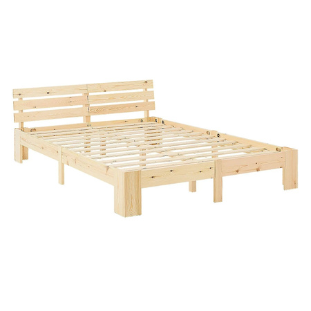 Homestyle4u Holzbett aus Kiefernholz mit Federkernmatratze in Braun, B/T/H: 180 x 200 x 210 cm