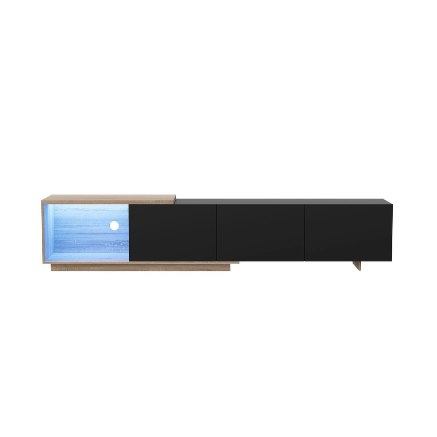PXloue TV-Schrank mit LED-Beleuchtung und 3 Schubladen, Schwarz, B/T/H: 240 x 38 x 44 cm - Bild 2
