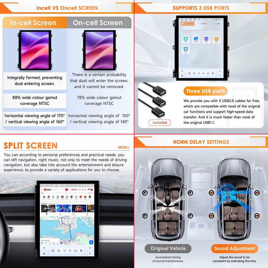 OSSURET Android 14 Autoradio mit 9,7 Zoll Vertikalbildschirm für Opel Insignia und Buick Regal (2014 - 2018), Multimedia-Player mit GPS, Wireless Carplay, Android Auto, 4G, Bluetooth und 360-Kamera, Schwarz - Bild 4