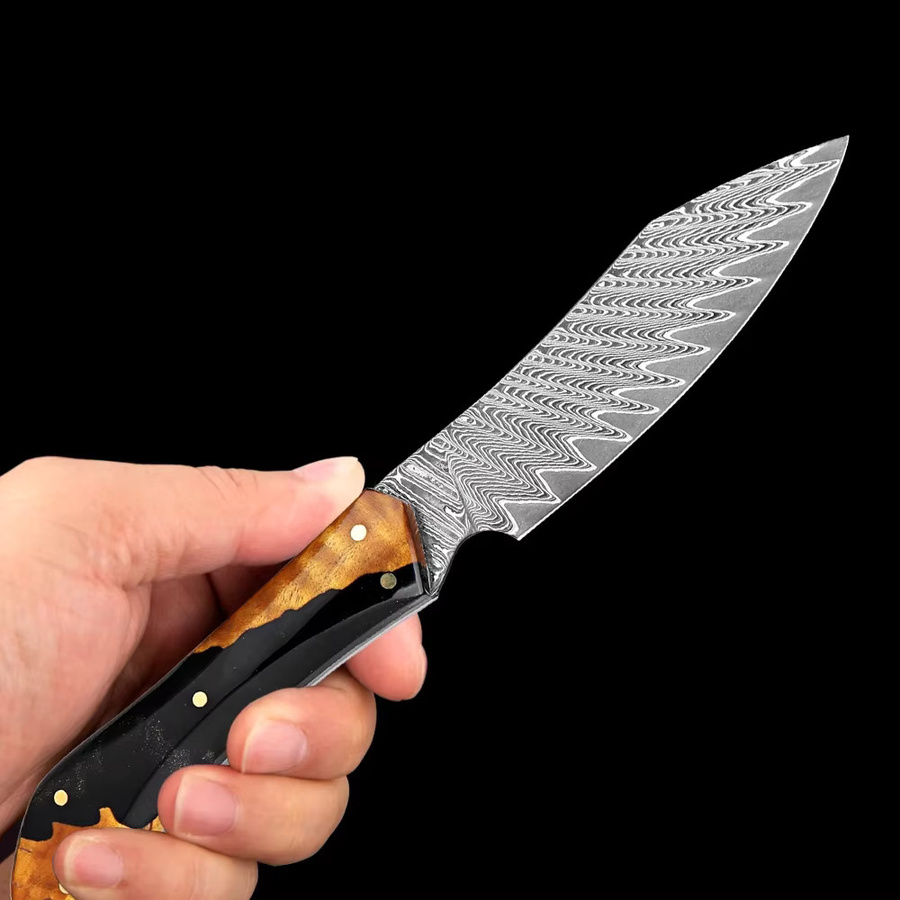 Xituo Damaststahl Schälmesser mit schwarzem Holzgriff, Japanisches Allzweckmesser für Obst, Klingenlänge: 8,9 cm - Bild 4