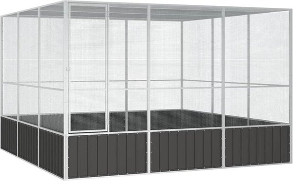 vidaXL Vogelkäfig Voliere aus verzinktem Stahl, Anthrazit, B/T/H: 302,5 x 324,5 x 211,5 cm